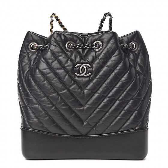 CHANEL Aged Calfskin Chevron Quilted Small Gabrielle Backpack Black | Fashionphile