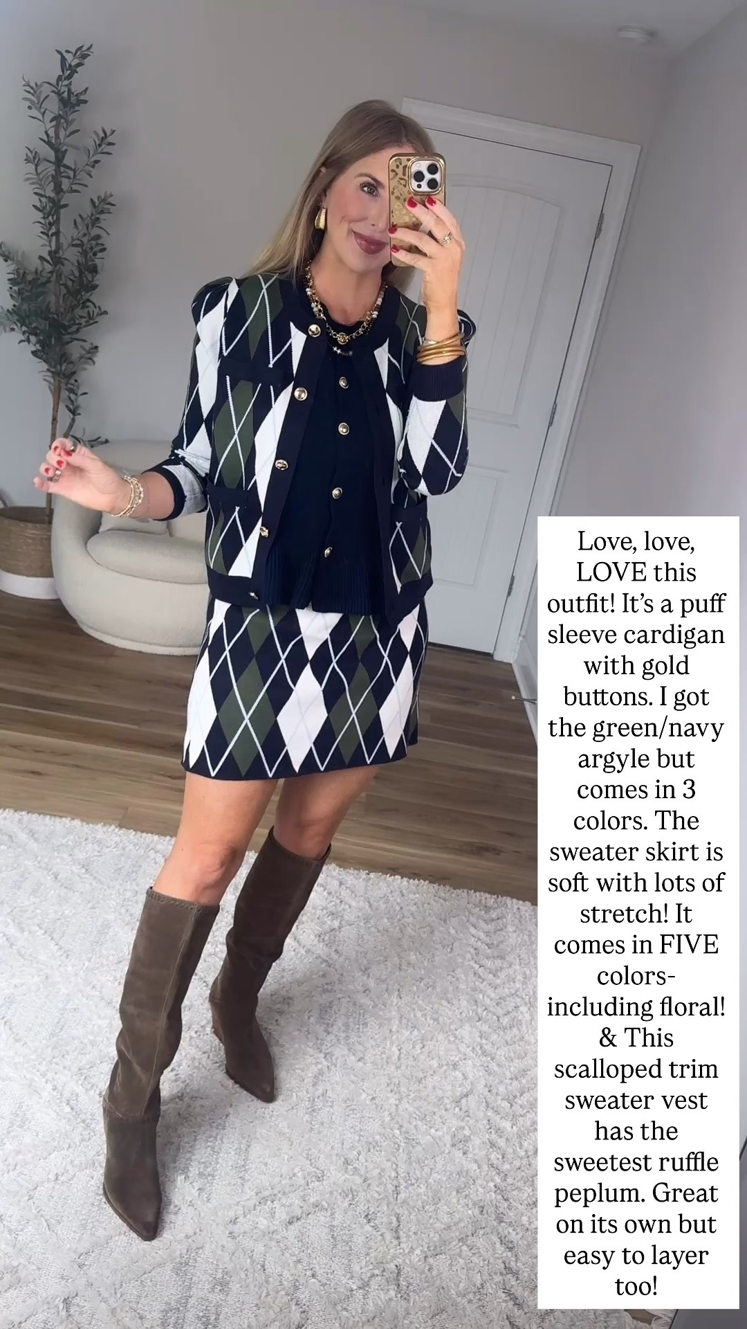 Free assembly argyle cardigan and skirt

#LTKootd