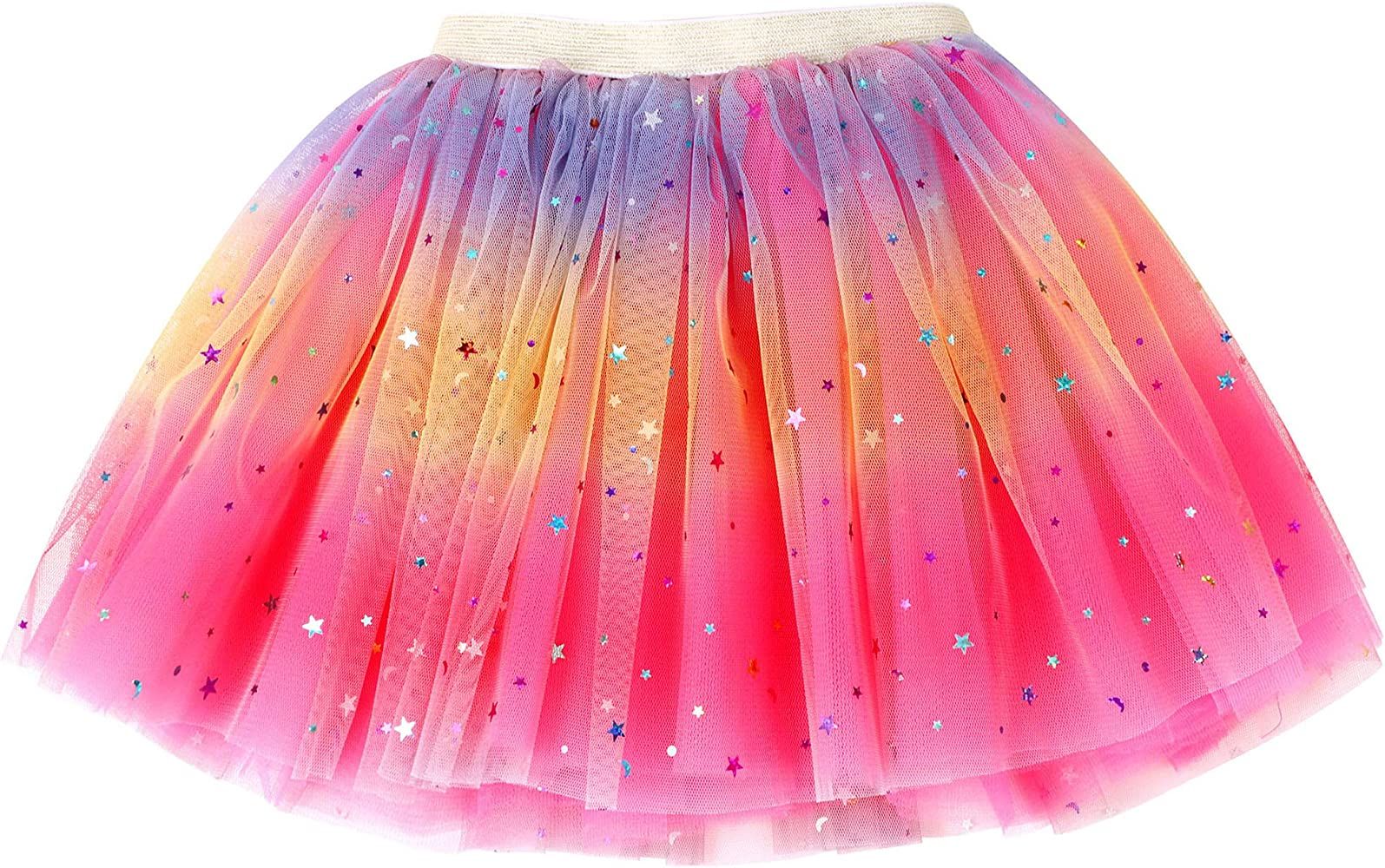 Simplicity Baby Girl's Rainbow Tutu Skirt 4-Layer Tulle Princess Ballet Dress | Amazon (US)