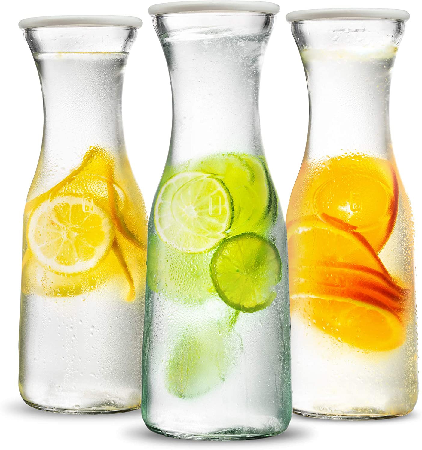 Kook Glass Pitcher Carafes with Lids, 35 oz, Set of 3 | Walmart (US)