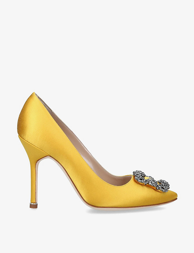 Hangisi 105 buckle-embellished satin courts | Selfridges