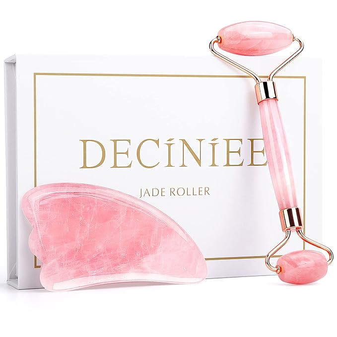 Deciniee Jade Roller and Gua Sha Set - Anti Aging Rose Quartz Face Roller Massager & Guasha Tool ... | Amazon (US)