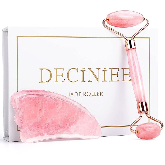 Deciniee Jade Roller and Gua Sha Set - Anti Aging Rose Quartz Face Roller Massager & Guasha Tool ... | Amazon (US)