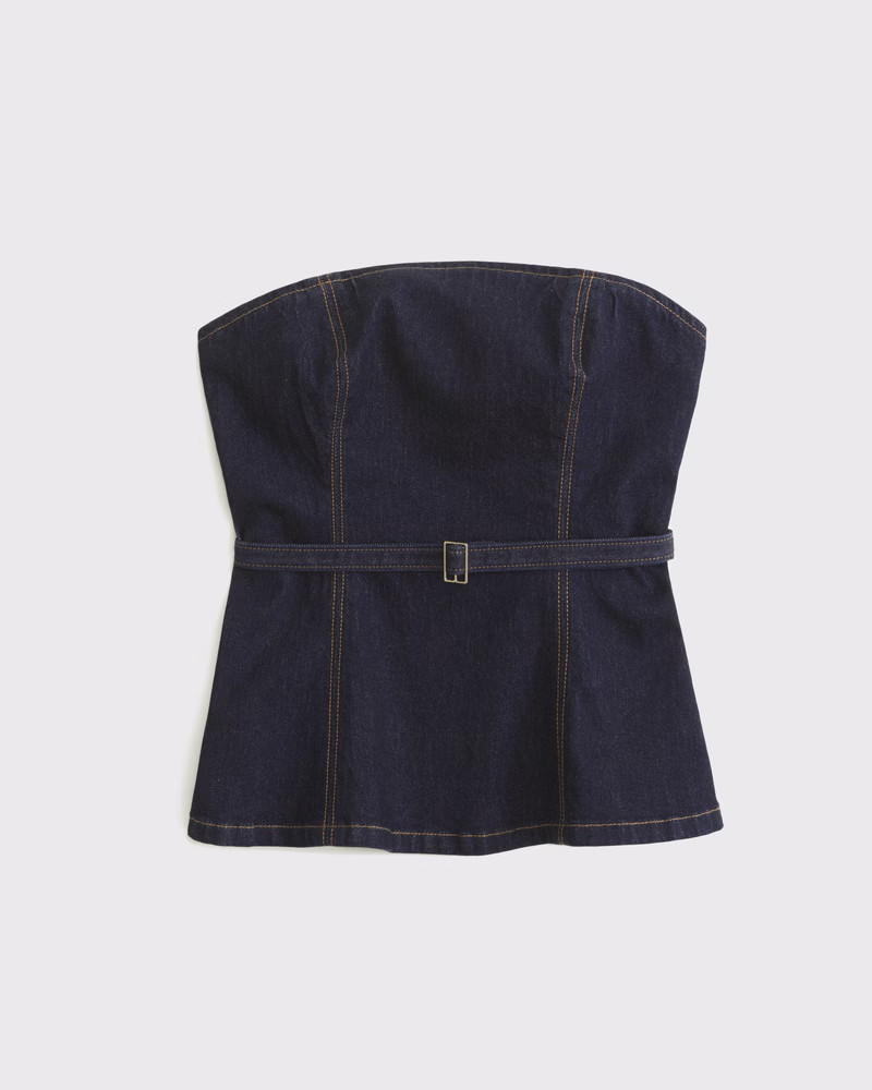 Women's Belted Denim Top | Women's Tops | Abercrombie.com | Abercrombie & Fitch (US)