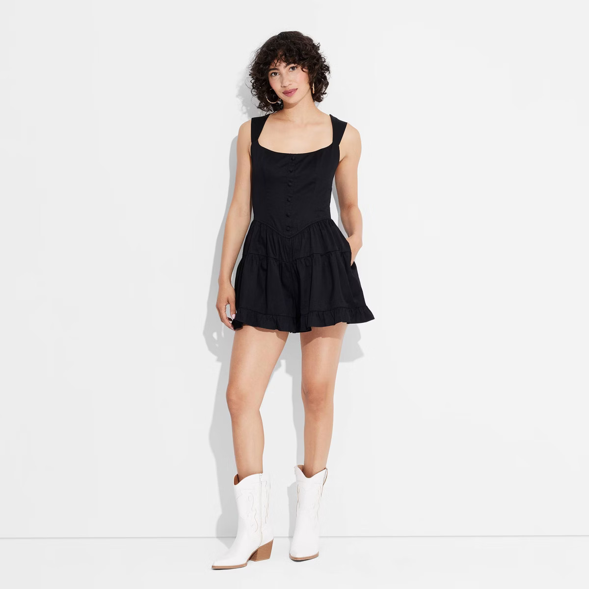 Women's Button-Front Tiered Romper - Wild Fable™ | Target