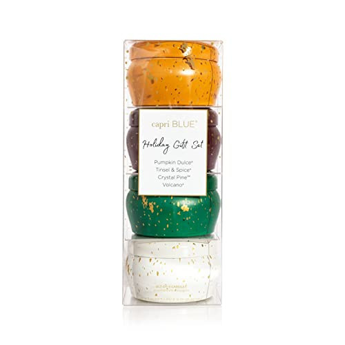 Capri Blue Glimmer Candle Holiday Gift Set - Volcano, Crystal Pine, Pumpkin Dulce, Tinsel & Spice - Luxury Aromatherapy Candles - 3 Oz Each | Amazon (US)