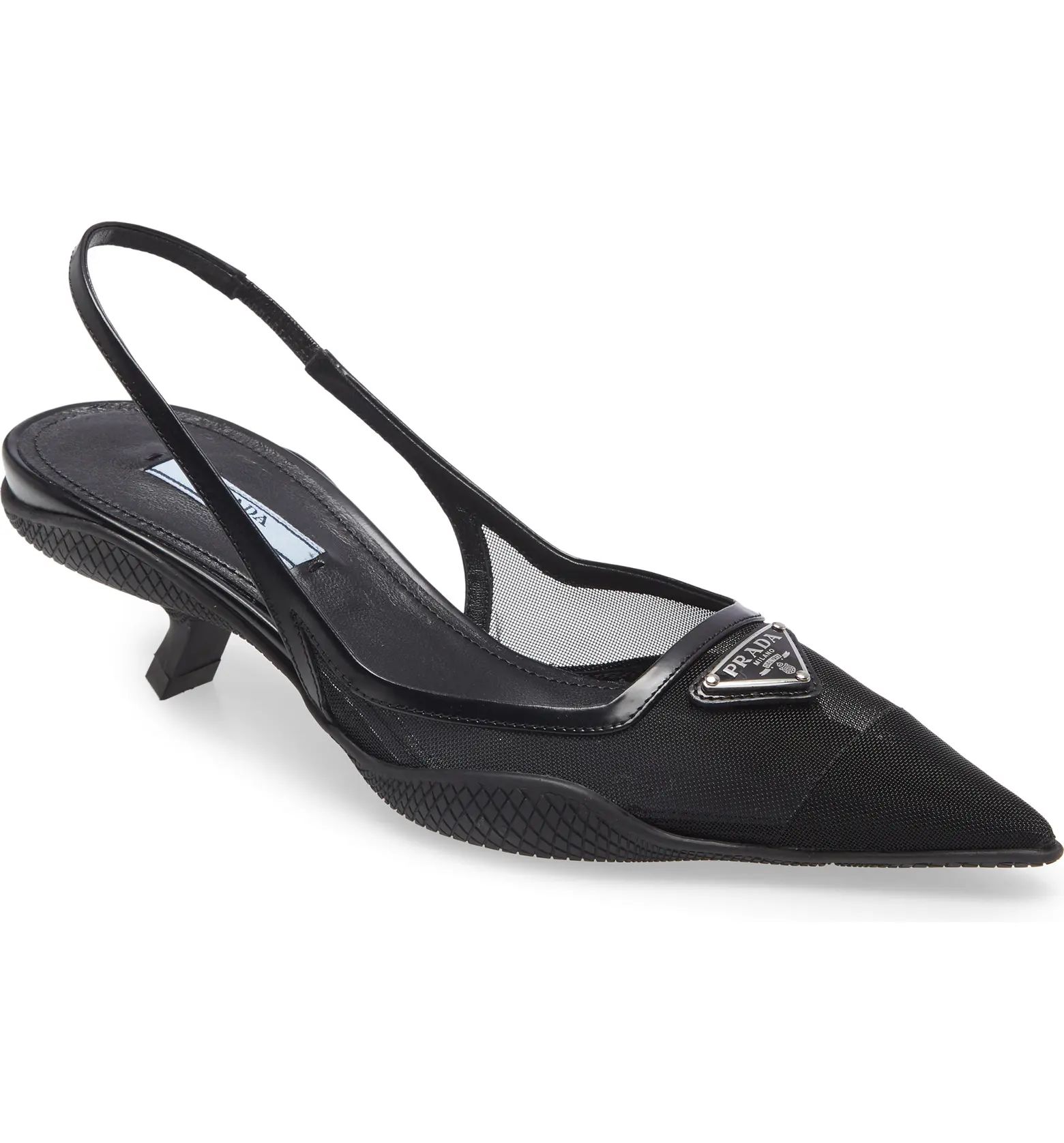 Triangle Logo Pointed Toe Slingback Pump | Nordstrom
