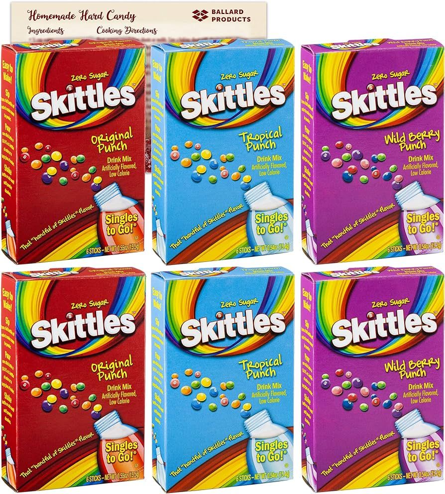 Skittles Singles To Go - Variety Pack of 6 - Candy Flavoring Water Enhancer – 3 Flavors of Skit... | Amazon (US)