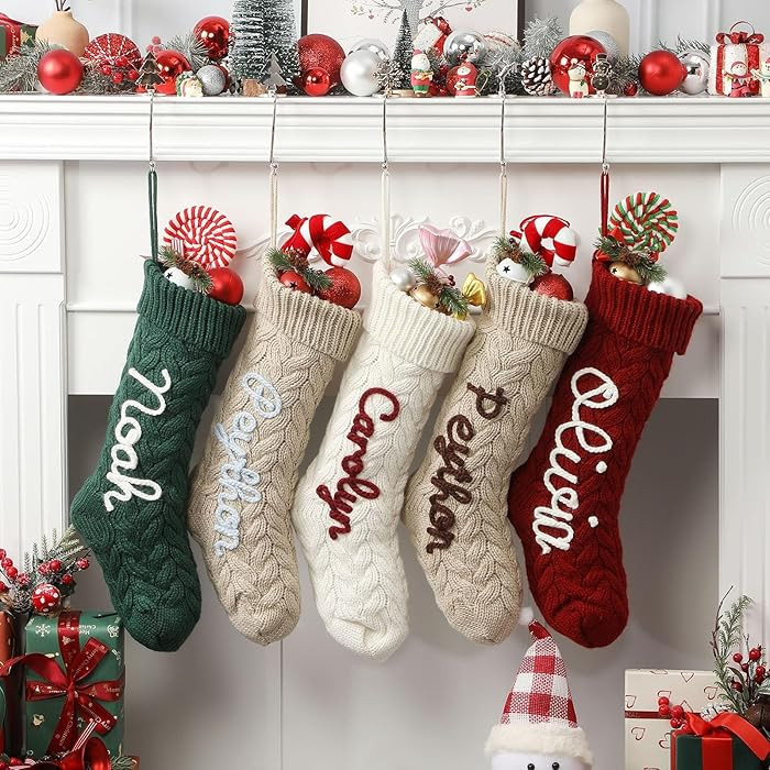 Personalized Christmas Stockings 1 Pack Custom Christmas Stocking with Name 18" Large Knitted Fam... | Amazon (CA)