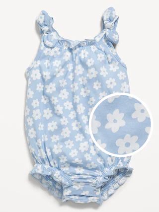 Printed Sleeveless Tie-Shoulder One-Piece Romper for Baby | Old Navy (US)