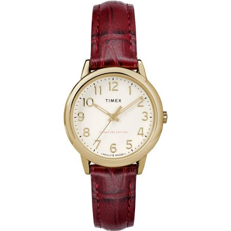 Women's Easy Reader Signature Burgundy/Cream Watch, Leather Strap | Walmart (US)