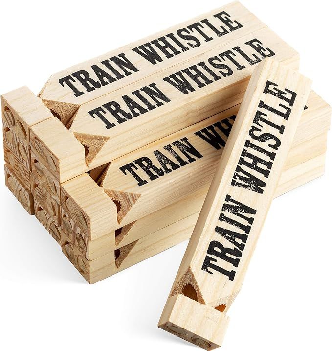 Wooden Train Whistles (Pack of 12) - Wood Train Whistle for Kids, Train Party Favors, Theme Birth... | Amazon (US)