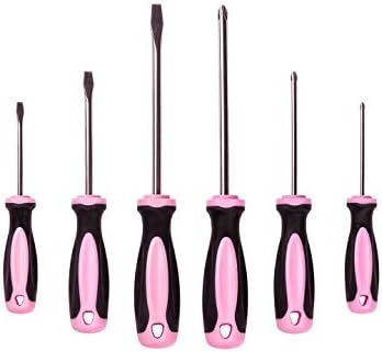 Pink Power Magnetic Screwdriver Set - 6 Piece Phillips and Flathead Hand Tool Set for Women | Amazon (US)