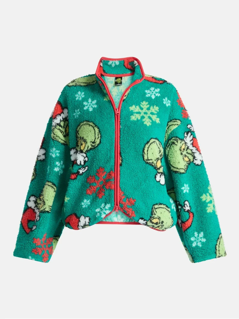 The Grinch Women’s Christmas Print Woobie Fleece Jacket, Sizes XXS-XXL | Walmart (US)
