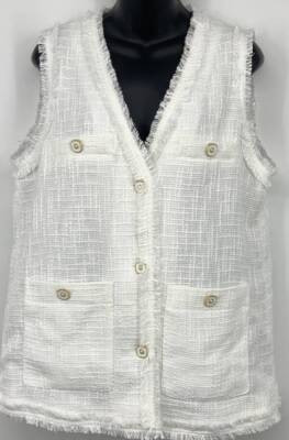 NEW Womens Bagatelle Collection White Tweed Vest Blouse Medium Sleeveless Work | eBay US