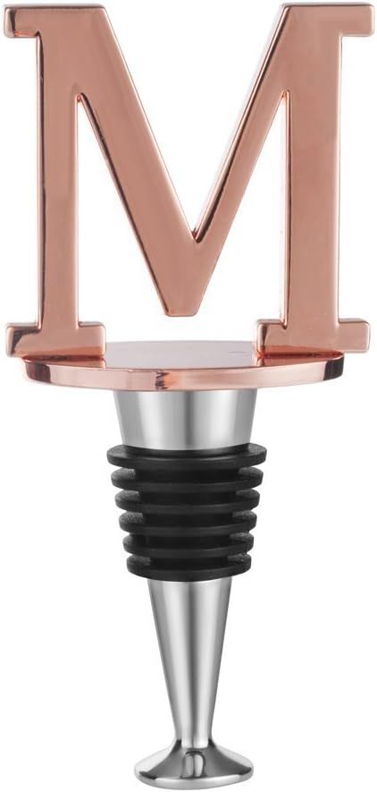 Wine and Beverage Bottle Stopper With Rose Gold Finish,M-Initial (Letter M) | Amazon (US)