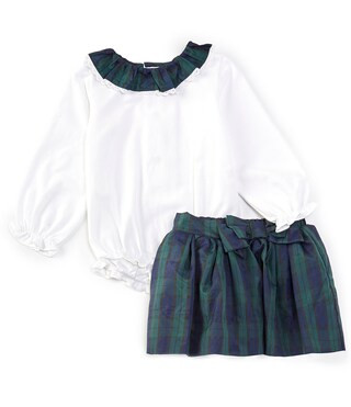 Edgehill Collection x Darby Fallon Clark Baby Girls 12-24 Months Wright Bodysuit & Plaid Bow Skir... | Dillard's