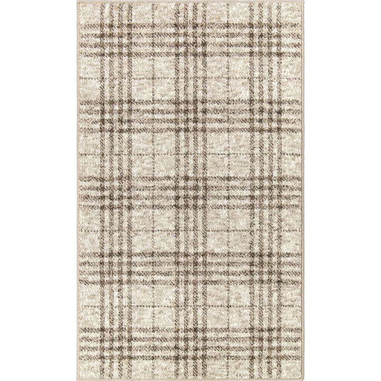 My Texas House Highlands 3' X 5' Beige Plaid Area Rug | Walmart (US)