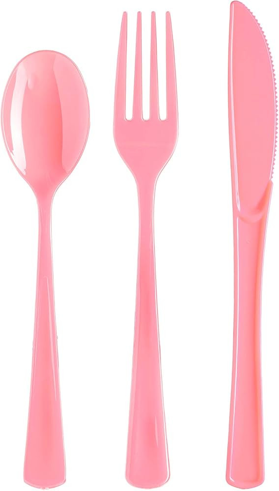 150 Pack Pink Plastic Utensils Heavy Duty Cutlery Set 50 Plastic Forks 50 Plastic Spoons 50 Plast... | Amazon (CA)