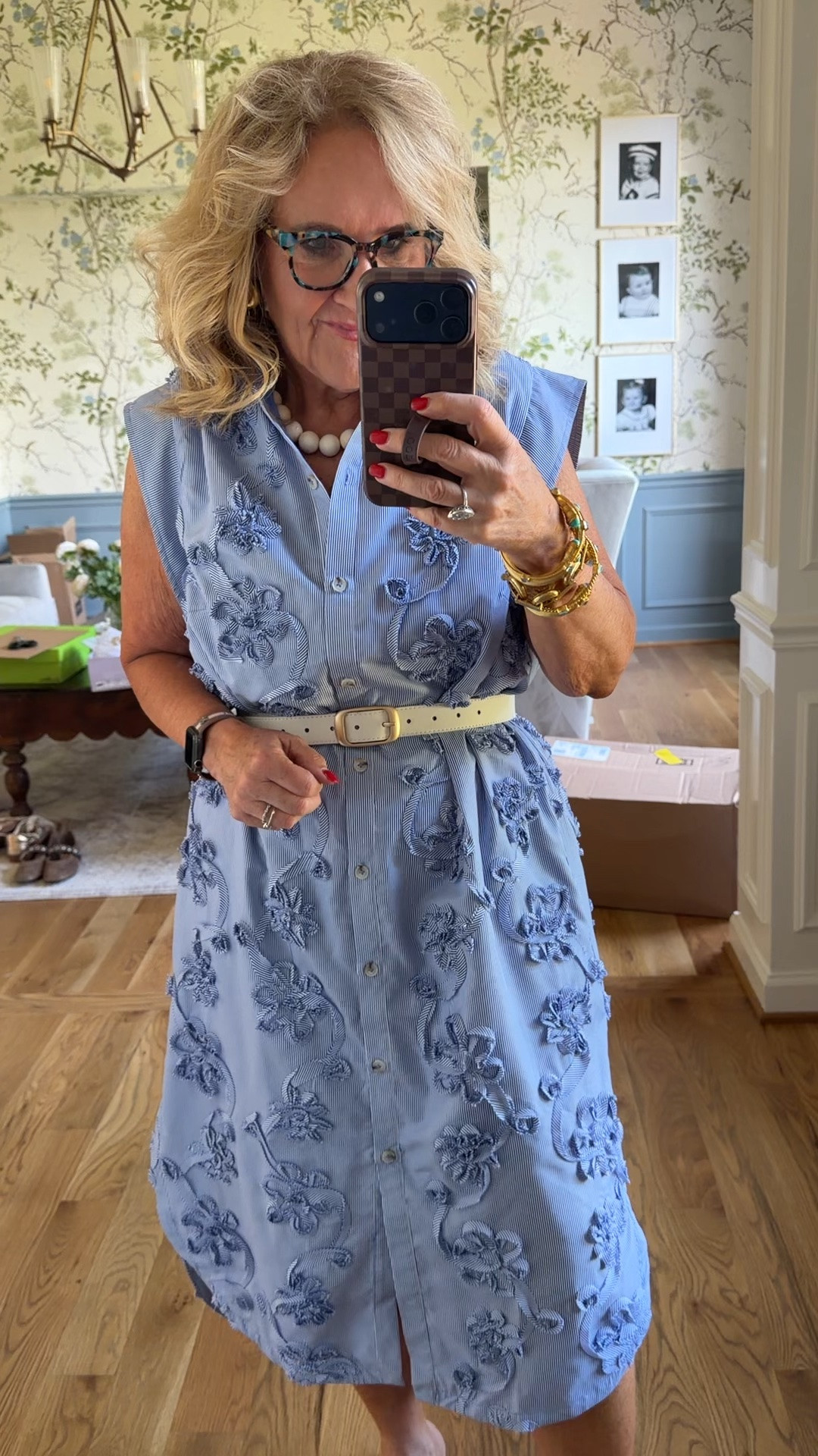 Wearing a medium in this really pretty embellished dress. If you don’t wanna wear a belt, I would recommend sizing down. I have the yellow version in the small and that fits good for no belt.
Wearing some of my favorite jewelry, voss bracelets, and colors all in the different blues as well as my ivory bubble bar necklace

It’s my birthday!

#LTKOver40 #LTKootd #LTKSaleAlert