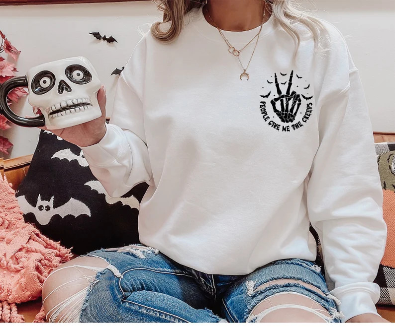 People Give Me the Creeps Sweatshirthorror Hoodiehalloween - Etsy | Etsy (US)