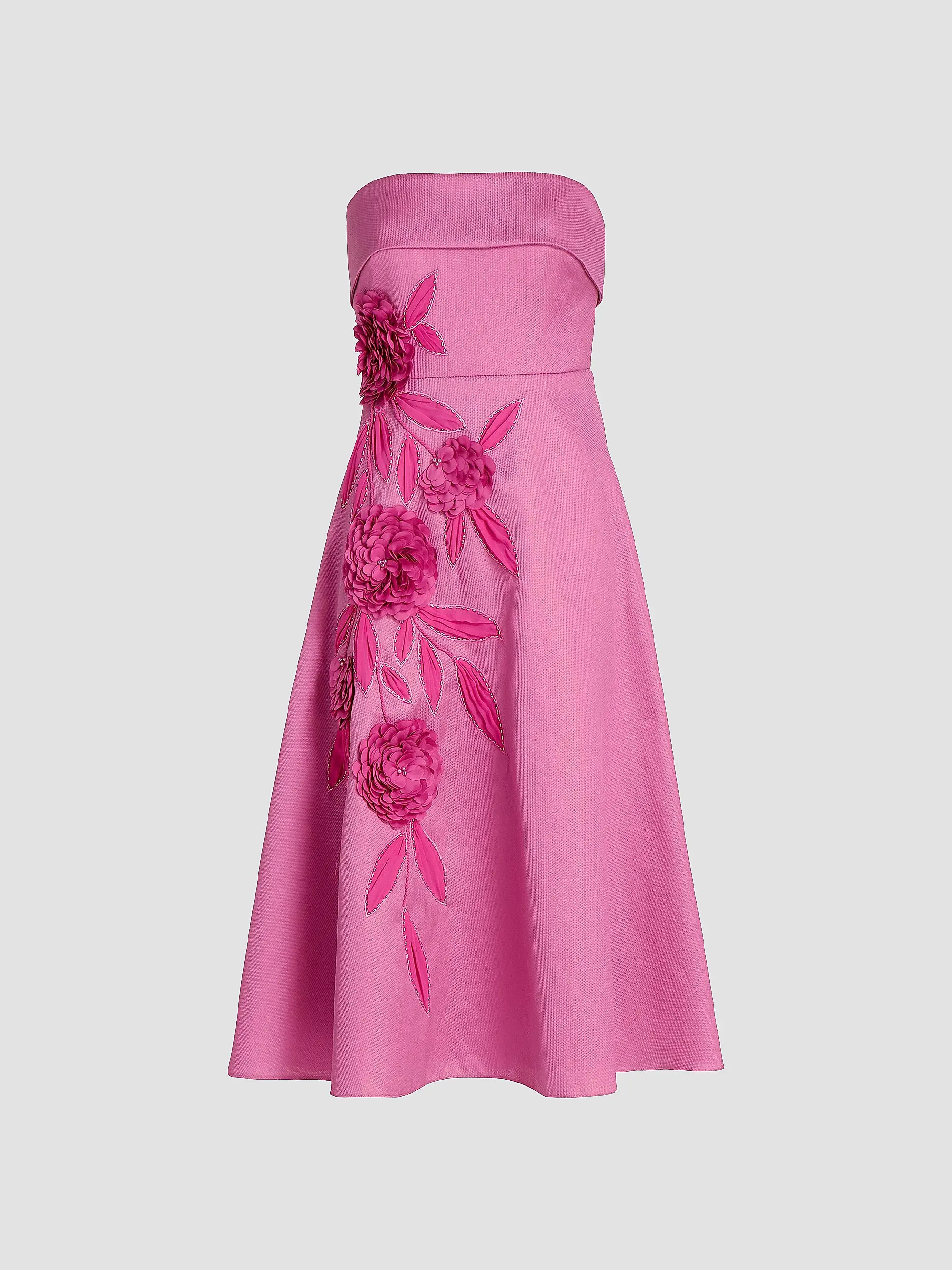 Badgley Mischka Floral Appliqu\u00e9 Strapless Midi-Dress | Saks Fifth Avenue | Saks Fifth Avenue