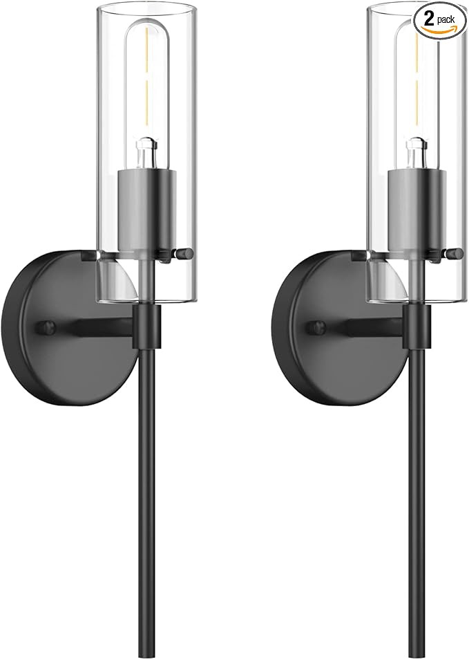 Aoceley Black Modern Wall Sconce Wall Light, Wall Sconces Set of Two, Modern Vanity Wall Light Ma... | Amazon (US)