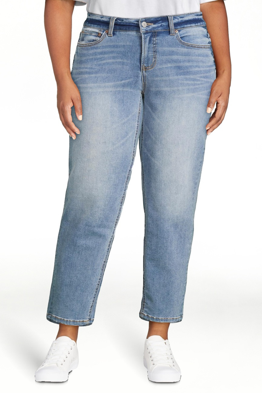 Time and Tru Women’s Mid Rise Straight Jean - Walmart.com | Walmart (US)