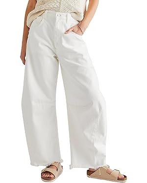 Vintage Y2K Cargo Jeans for Women Barrel Baggy Jeans Wide Leg High Waist Midrise Button Fly Causa... | Amazon (US)