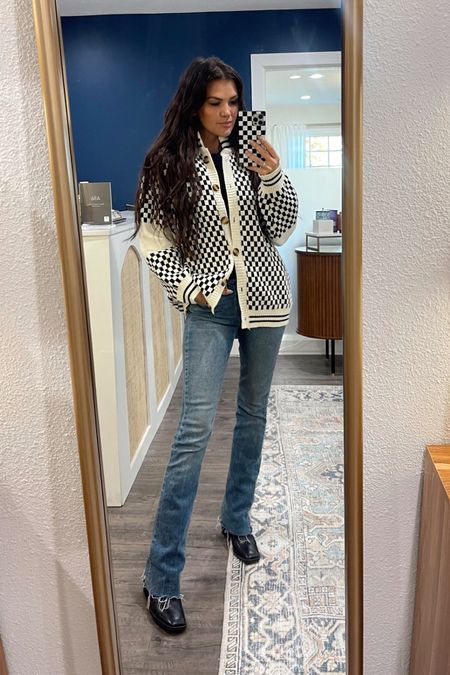 Hudson Baby Bootcut Jeans - ON SALE! And you can use my code on top - Code: Kristin25 

Franco Sarto Boots - on sale! 

Checkered cardigan is Dressed in Lala but linked some similar! 

 

#LTKstyletip #LTKsalealert #LTKshoecrush