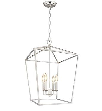 W18" XH25" Steel Cage Large Lantern Iron Art Design Candle-Style Chandelier Pendant, Foyer,Hallwa... | Amazon (US)