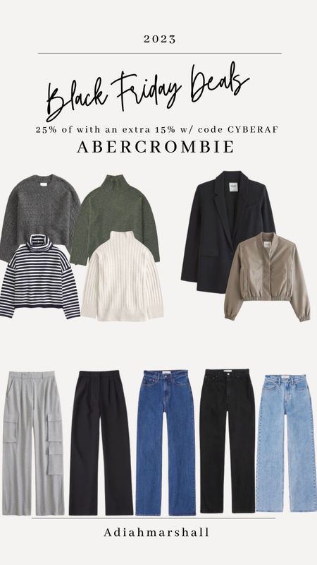 ABERCROMBIE BLACK FRIDAY DEALS
25%off site wide + extra 15% off with code CYBERAF

#LTKCyberWeek #LTKHoliday #LTKGiftGuide