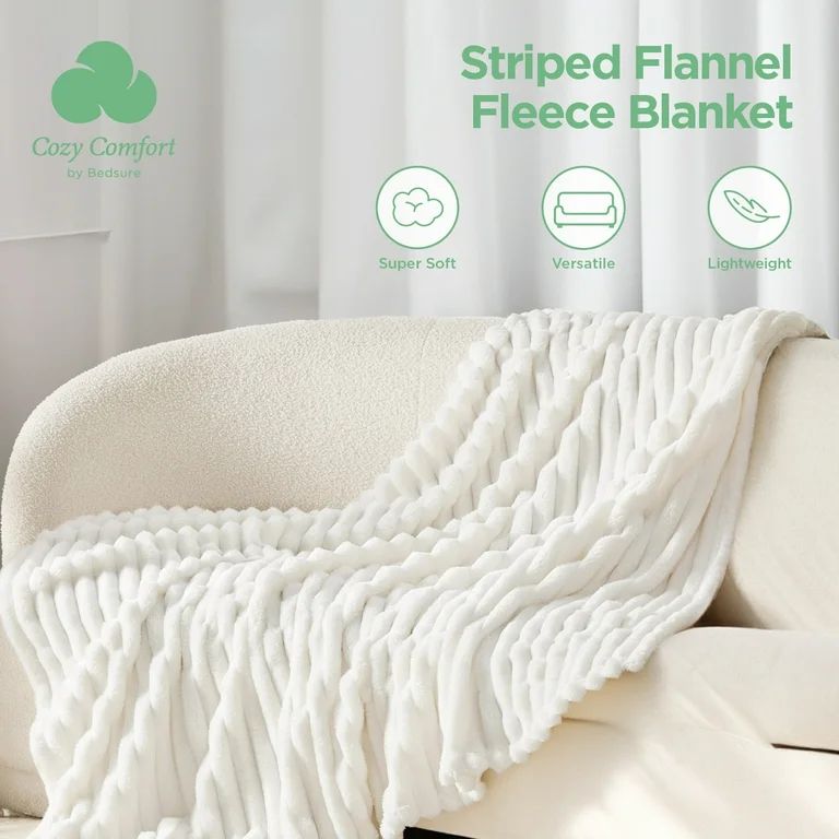 Cozy Comfort White Fleece Throw Blanket for Couch - Super Soft Cozy Blankets for Women, Girls, 50... | Walmart (US)