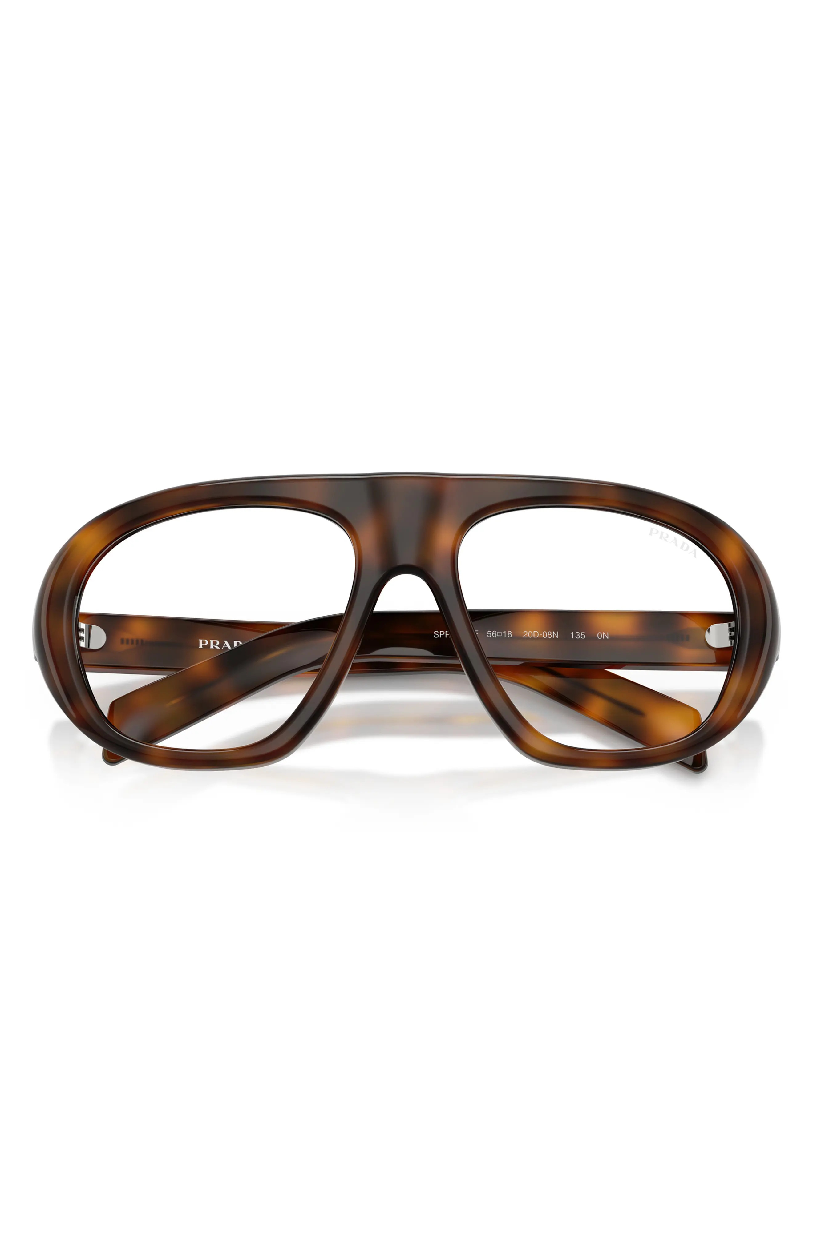 Prada 56mm Irregular Blue Light Blocking Glasses in Tortoise /Clear Blue Light at Nordstrom | Nordstrom
