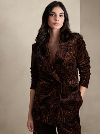 Petite Veluro Oversized Velvet Blazer | Banana Republic (US)