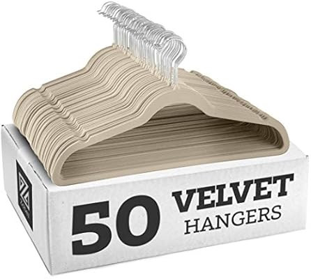 Zober Non-Slip Velvet Hangers - Suit Hangers (50-pack) Ultra Thin Space Saving 360 Degree Swivel ... | Amazon (US)