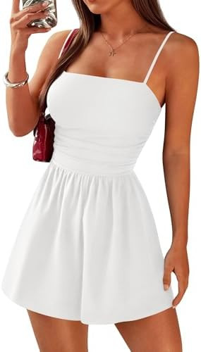 BTFBM Summer Rompers For Women 2026 Casual One Piece Spaghetti Strap Sleeveless Shorts Jumpsuit B... | Amazon (US)