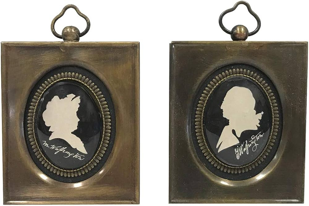 Set of Miniature George and Martha Washington Silhouettes in Antiqued Brass Frames - 2-5/8" X 3" | Amazon (US)