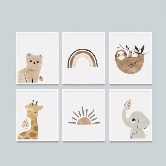 Nursery printables -Neutral nursery decor - Cute nursery wall art - Nursery art set - Printable n... | Etsy (US)