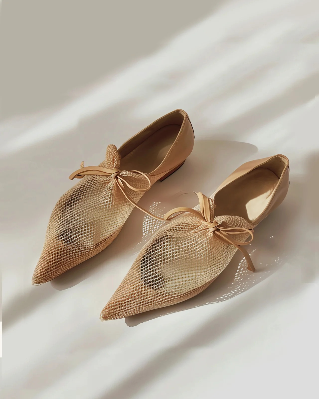 Reilly Fishnet Ballerina Flats - Apricot | JW PEI US