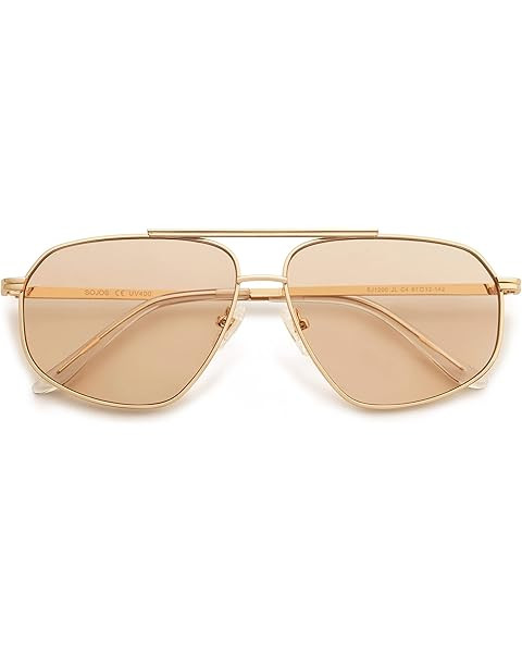 SOJOS Trendy Aviator Sunglasses Mens Womens Retro Double Bridge Metal Frame Semi-Rimless Shades S... | Amazon (US)
