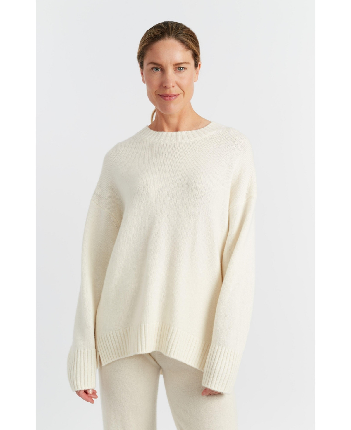 Chinti & Parker Women's Pure Cashmere Crew Neck Sweater - Cream | Macy's