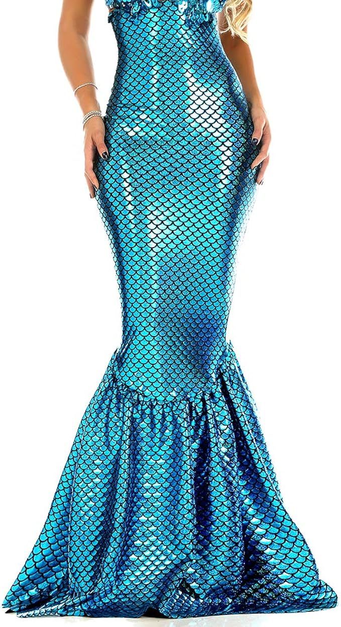 Forplay Women's Mermaid Skirt with Hologram Finish, Halloween Maxi Skirt | Amazon (US)