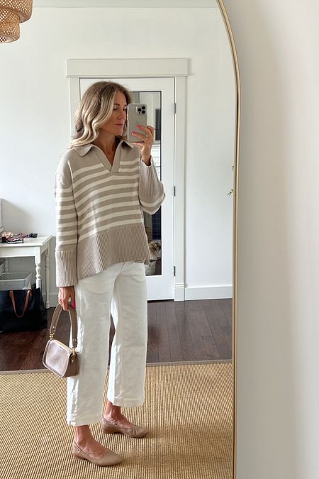 Love whites and bees together for spring. The sweater is so comfortable, wearing a medium for an oversized fit. 

#LTKfindsunder100 #LTKstyletip #LTKover40