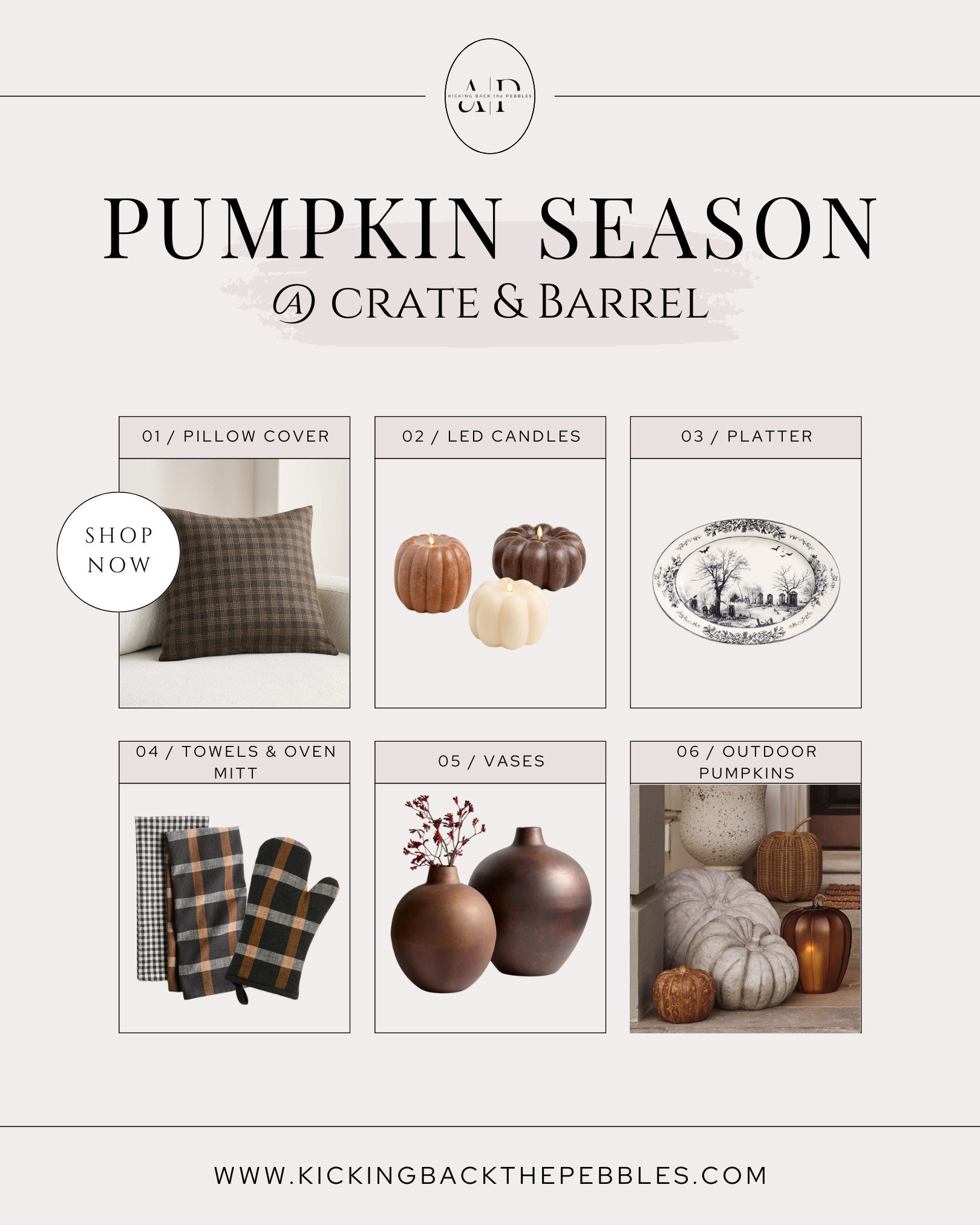 Pumpkin season has officially arrived at Crate & Barrel. 🎃🍂

From plaid throw pillows and pumpkin candles to vintage-inspired platters, autumn vases, cozy kitchen linens, and outdoor pumpkin decor, these are the fall home finds I am loving right now. Think warm neutrals, harvest-inspired textures, cozy entertaining essentials, and timeless pieces that instantly make your home feel ready for sweater weather.

Everything is linked and ready to shop. 🍁

#CrateAndBarrel #FallDecor #PumpkinDecor #CozyHome #FallHome  #OutdoorDecor #CozyLiving #HomeInspiration #SeasonalDecor  #NeutralHome #SweaterWeather
 

 

#LTKHome #LTKSeasonal