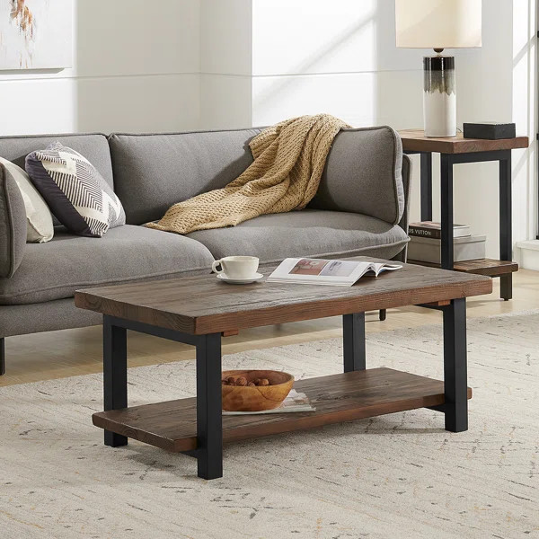 Pomona 42" Metal and Solid Wood Coffee Table | Wayfair North America