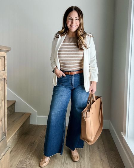 Workwear outfit with wide leg jeans   

Fit tips: jeans run large size down if in-between, 12 // top tts, L // blazer tts, L 

Use code: RYANNE10 for 10% 

Workwear   Style guide  outfit  spring outfit  summer outfit  summer workwear  spring workwear  

#LTKmidsize #LTKworkwear #LTKSeasonal