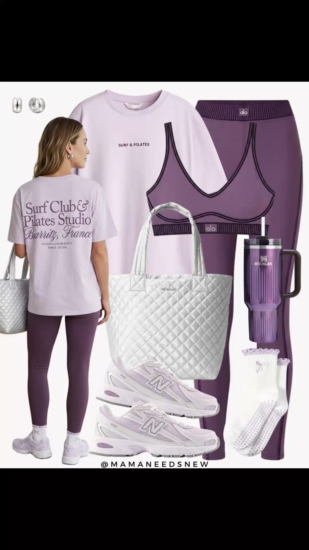 A spring to summer workout / Pilates outfit with a matching sports bra, leggings, sneakers, tote bag 💜

#LTKootd #LTKSaleAlert #LTKfitnessgoals