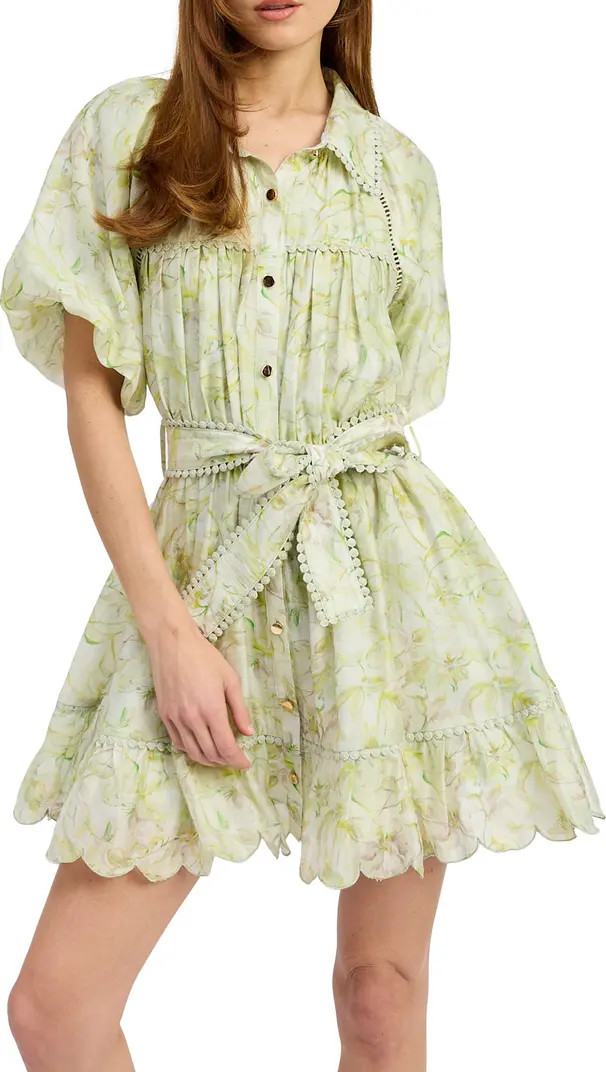 Claire Floral Bubble Sleeve Minidress | Nordstrom
