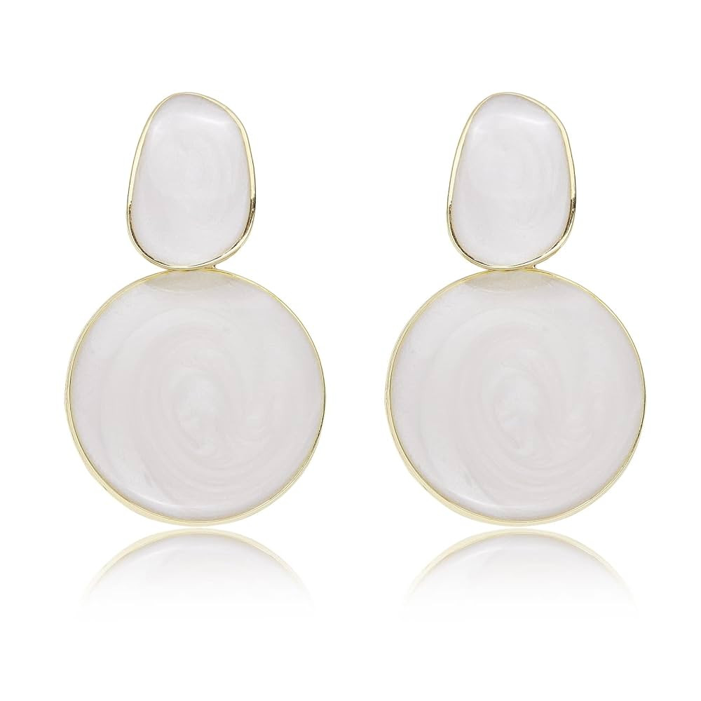 Handmade Circle Round Dangle Drop Earrings for Women Girls Colorful S925 Sterling Silver Post Dis... | Amazon (US)